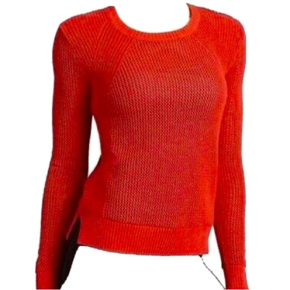 Athleta Red Mesh Knit Pullover Sweater - Size Small